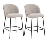 HOMCOM Juego de 2 taburetes de Bar con Respaldo ergonómico, taburetes de Cocina de Lino con reposapiés, Patas de Acero, Asiento Ancho Acolchado, taburetes Altos de Bar para salón, Comedor, Cocina,