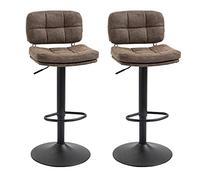 homcom Juego de 2 taburetes de bar giratorios con altura ajustable, revestimiento de piel sintética marrón y relleno, 41,5 x 45 x 85 - 107 cm, negro