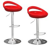 HOMCOM - Juego de 2 taburetes de bar, sillas de bar ajustable en altura, silla alta cocina con respaldo, reposapiés, giratorio 360°, ABS y metal, para comedor, encimera, 46 x 41 x 76 - 96 cm, color