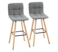 HOMCOM Juego de 2 Taburetes de Bar, Taburetes Altos de Cocina con Respaldo, Reposapiés, Patas de Madera, Estilo Moderno, Sillas Altas para Comedor, Salón, Bistró, Gris