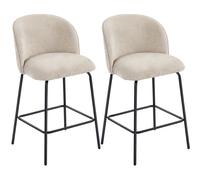 HOMCOM Juego de 2 Taburetes de Barra con Respaldo y Reposapiés, Sillas Acolchadas con Patas de Acero para Isla de Cocina, Comedor, Beige Aosom España