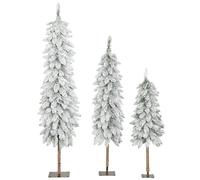 HOMCOM Juego de 3 árboles de Navidad flocados con lápiz, árbol de Navidad delgado de 3 pies, 4 pies y 5 pies, con soporte de metal, resistente al fuego para decoración del hogar y la oficina