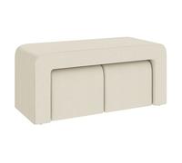 HOMCOM Juego de 3 Bancos Zapateros, Grande y 2 Pequeños, Bancos Recibidores Modernos de Pana, Diseño Compacto, Mesa Auxiliar para Salón, Entrada, Pasillo, Dormitorio, 104x44x48 cm, Crema