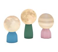 HOMCOM Juego de 3 Lámparas de Mesita de Noche 3D Lámparas de Mesa con 3 Colores Brillo Ajustable en 10 Niveles Conexión USB para Hogar Oficina Dormitorio Blanco