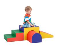 HOMCOM Juego de 4 Bloques de Espuma para 1-3 Años 150x50x39 cm Multicolor | Figuras de Construcción, Juguete para Aprendizaje Infantil, Bloques Psicomotricidad, Tapizados en PU