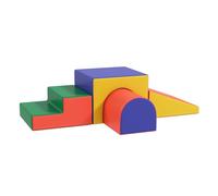 HOMCOM Juego de 4 Bloques de Espuma para Niños de 1-3 Años Figuras de Construcción Juguete para Aprendizaje Infantil Bloques Psicomotricidad Tapizados en PU 150x50x39 cm Multicolor