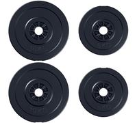 HOMCOM Juego de 4 Discos de Pesas de 2x5 kg y 2x10 kg Juego de Placas de Pesas con Agujero de Ø25 mm para Barra o Mancuernas Entrenamiento de Fuerza Levantamiento Negro