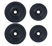 HOMCOM Juego de 4 Discos de Pesas de 5 kg y 10 kg con Orificio de Ø25 mm para Entrenamiento de Fuerza Levantamiento de Pesas Negro Aosom España