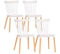 HOMCOM Juego de 4 Sillas de Comedor Estilo Nórdico con Respaldo de Polipropileno y Patas de Madera 43x52.5x83 cm Blanco Aosom España