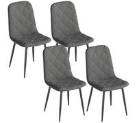 HOMCOM Juego de 4 Sillas de Comedor Modernas Sillas de Cocina Tapizadas en Terciopelo con Patas de Acero para Salón 45x54x87 cm Gris