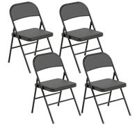 HOMCOM Juego de 4 Sillas Plegables Acolchadas con Respaldo y Estructura de Acero para Salón Comedor Cocina 45x46x78 cm Negro