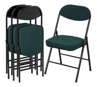 HOMCOM Juego de 4 sillas plegables acolchadas de tela, sillas plegables con asiento y respaldo acolchados de pana, estructura de acero resistente, multiuso para el hogar, oficina, comedor, recepción,