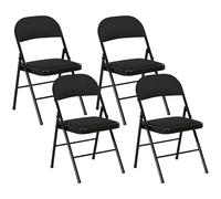 HOMCOM Juego de 4 Sillas Plegables con Asiento Tapizado, Sillas Modernas que Ahorran Espacio con Cojín de Poliéster para el Hogar y la Oficina, Negro