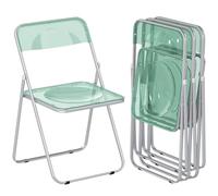 HOMCOM Juego de 4 sillas plegables de acrílico, sillas plegables de interior, ahorran espacio con estructura de acero, silla plegable portátil para casa, oficina, cocina, eventos, 47 x 48 x 75 cm