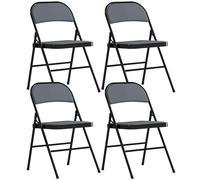 HOMCOM - Juego de 4 sillas plegables para comedor portátil, silla plegable interior con asiento acolchado de pana y marco de acero dim. 45 x 46 x 78 cm, color gris