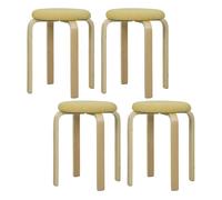 HOMCOM Juego de 4 Taburetes Apilables Redondos Taburetes Bajo de Cocina con Asiento Acolchado para Comedor Dormitorio Oficina Salón Amarillo y Natural