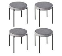 HOMCOM Juego de 4 taburetes de Comedor Sillas de Comedor apilables Silla de Cocina con Asiento tapizado, Aspecto Terciopelo Asiento Taburete Terciopelo para Cocina Comedor Metal Gris 41,5 x 41,5 x 46