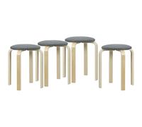 HOMCOM Juego de 4 Taburetes Redondos de Madera Apilables con Asiento Acolchado para Cocina Comedor Dormitorio Gris