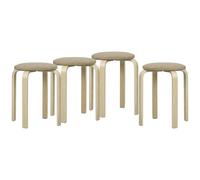 HOMCOM Juego de 4 Taburetes Redondos de Madera Apilables con Asiento Acolchado para Cocina Comedor Dormitorio Caqui