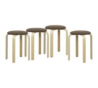 HOMCOM Juego de 4 Taburetes Redondos de Madera Apilables con Asiento Acolchado para Cocina Comedor Dormitorio Marrón