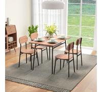 HOMCOM Juego de 5 piezas Juego de comedor, mesa de comedor con 4 sillas, mesa de cocina con espacio de almacenamiento, teca Otros