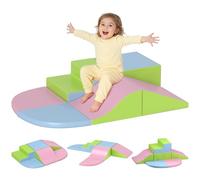 HOMCOM Juego de 6 de Bloques de Espuma para Niños 1-3 Años Bloques de Construcción Grandes Figuras de Construcción Juguete para Aprendizaje para Escalar y Gatear Multicolor