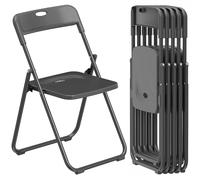 HOMCOM Juego de 6 Sillas Plegables de Plástico, Estructura de Acero, Sillas de Comedor con Respaldo Curvo, Asiento Cóncavo, para Espacios Pequeños, Salón, Oficina, Cocina, Negro