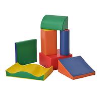 HOMCOM Juego de 7 Bloques de Espuma para 1-3 Años Módulos de Psicomotricidad Infantil Bloques Psicomotricidad Piel PU Multicolor Aosom España
