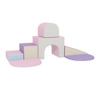 HOMCOM Juego de 7 Bloques de Espuma para Niños Bloques de Construcción Figuras de Construcción para Escalar y Gatear Rosa Aosom España