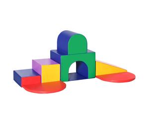 HOMCOM Juego de 7 Bloques de Espuma para Niños Bloques de Construcción Figuras de Construcción para Escalar y Gatear Multicolor