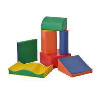 Homcom juego de 7 bloques de espuma para niños de 1-3 años bloques psicomotricidad figuras de construcción para escalar y gatear multicolor 11 cm