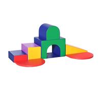 HOMCOM Juego de 7 Bloques Psicomotricidad Infantil Bloques de Espuma Figuras de Construcción Juguete para Aprendizaje para Escalar y Gatear Multicolor