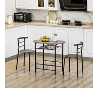HOMCOM Juego de comedor, 3 piezas grupo de mesas, mesa de cocina con compartimento de almacenamiento, grupo de comedor Negro