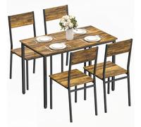 HOMCOM Juego de comedor con 4 sillas, mesa de cocina con sillas para 4 personas, mesa rectangular de 108 cm, patas de metal, estilo industrial, para espacios pequeños, color marrón rústico