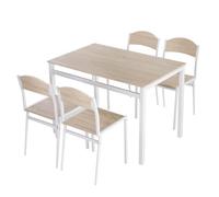HOMCOM Juego de Comedor de 5 Piezas, 100 x 63 cm, Mesa de Comedor con 4 sillas, Rectangular, Juego de Mesa de Cocina Moderna para Espacios pequeños, Comedor, Cocina, Gris y Blanco