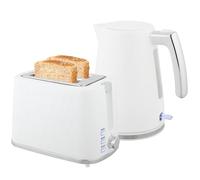 HOMCOM Juego de desayuno tostador de 2 rebanadas y ranura ancha con 7 niveles de tostado y bandeja recogemigas, Hervidor eléctrico de 1,7L 2200W con termostato Otter y filtro antical, Blanco