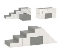 HOMCOM Juego de Escalada y Deslizamiento para Niños, fomenta la Motricidad, Cuero Artificial, Espuma EPE, 86x49x47 cm, Gris Aosom España