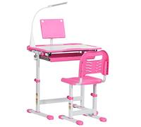Homcom - Conjunto Pupitre reclinable + Silla Rosa