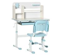 HOMCOM Escritorio y Silla para +3 Años con Altura Ajustable y Mesa Inclinable 80x52x88-109 cm y 35,5x44,5x66-80 cm Azul Aosom España