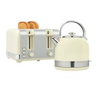 HOMCOM Juego de hervidor y tostadora de 2200 W, hervidor de acero inoxidable de 1,7 L con aislamiento y tostadora de 4 rebanadas, 7 niveles de dorado, descongelación, recalentamiento y bandeja