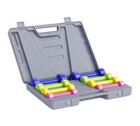 HOMCOM Juego de 8 Mancuernas Portátil 10,5 kg, 4 Pares de 0.5kg 1 kg 1.5 kg 2kg, Caja Exterior para Gimnasio, Ejercicios, Entrenamiento en Casa, Metal, 41x30x8 cm, Multicolor