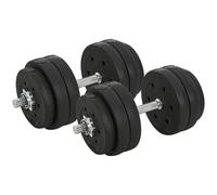 HOMCOM Juego de Mancuernas Ajustable 30KG con Barra de Conexión de Acero Juego de Pesas para entrenamiento en Casa Oficina Black