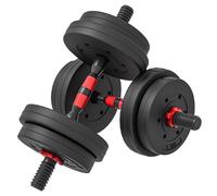 HOMCOM Juego de Mancuernas Ajustables 15 kg 2 en 1 con Barras Conexión y Mangos Antideslizantes para Gimnasio en Casa Negro