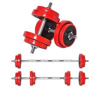 HOMCOM Juego de Mancuernas Ajustables 2 en 1 20 kg como Barra, Mancuernas, con 8 Discos 2 Barras y Biela Ajustable para Entrenamiento de Fuerza, Levantamiento de Pesas, Hogar, Gimnasio, Oficina