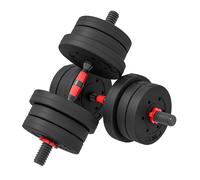 HOMCOM Juego de Mancuernas Ajustables 20 kg 2 en 1 con Barras Conexión y Barra de Extensión para Gimnasio en Casa Negro