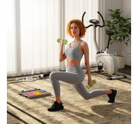 HOMCOM Juego de Mancuernas de 6 Piezas Total 6 kg 2x1,5 kg 2x1 kg y 2x0,5 kg Mancuernas Hexagonales con Revestimiento de Neopreno con Maletín para Ejercicio en Casa Gimnasio Multicolor