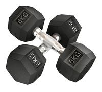HOMCOM Juego de Mancuernas de 6kg con Barra de Conexión Metálica y Cabeza Hexagonal Juego de Pesas 12kg Total para Entrenamiento Black