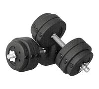 HOMCOM Juego de mancuernas de gimnasio de 30 kg (8 x 2,5 kg, 4 x 1,5 kg), de acero y arena con mango antideslizante, para entrenamiento de fitness en casa, 43 x 18 x 7,5 cm, negro