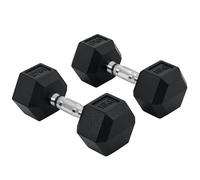 HOMCOM Juego de Mancuernas Hexagonales 2 x 10 kg Juego de Pesas con Barras de Conexión Kit de Entrenamiento de Fitness para Gimnasio en Casa