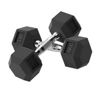 HOMCOM Juego de Mancuernas Hexagonales, 2 x 4 kg, de Hierro Fundido, Recubiertas de Goma, Juego de Pesas con Barras de Conexión para Entrenamiento en Casa, Gimnasio y Oficina, Negro y Plata